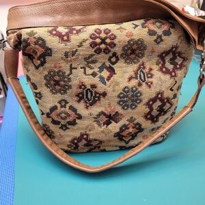Brown and Multicolor Patterned Women's Bag